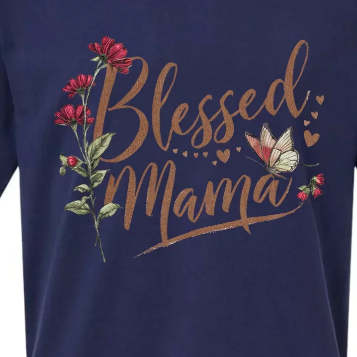 Blessed Mama MotherS Day Graphic Sueded Cloud Jersey T-Shirt