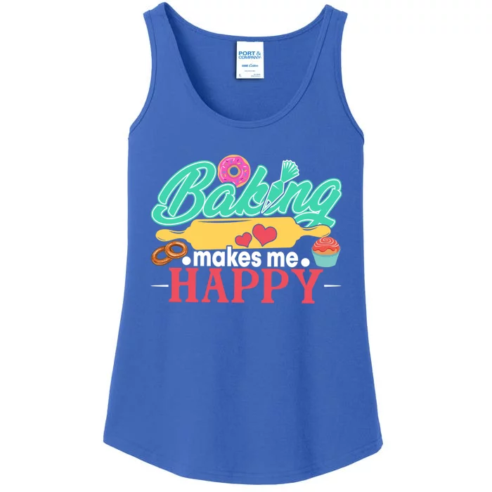 Baking Makes Me Happy Bakers Funny Funny Gift Ladies Essential Tank