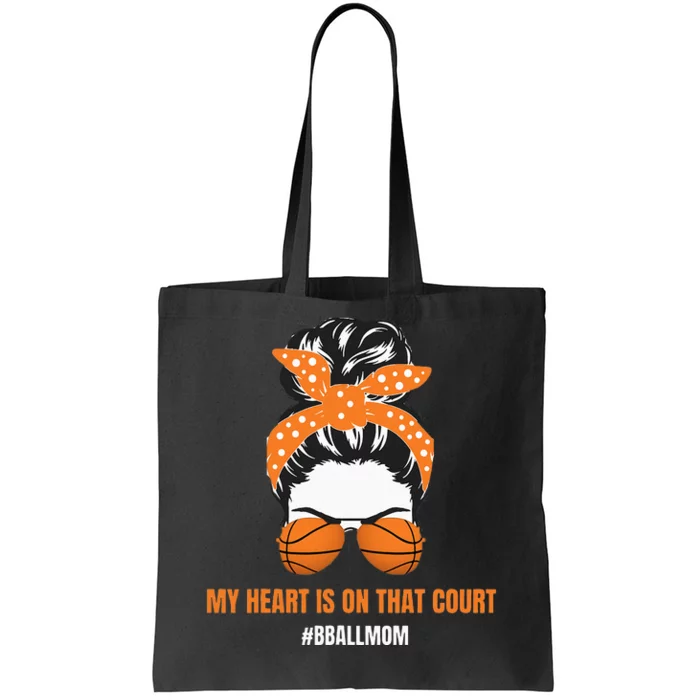 Basketball Mom Messy Bun Proud Mama Bball Basketball Glasses Tote Bag