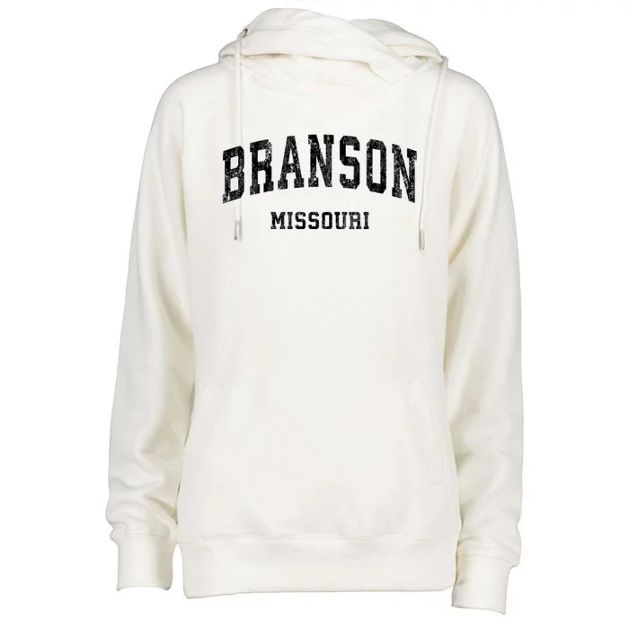 Branson Missouri Mo Vintage Varsity Sports Womens Funnel Neck Pullover Hood