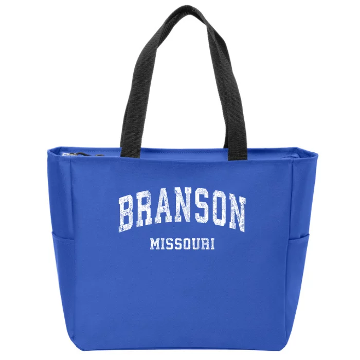 Branson Missouri Mo Vintage Varsity Sports Zip Tote Bag