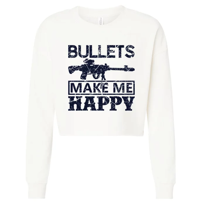 Bullets Make Me Happy Cropped Pullover Crew