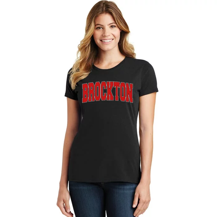 Brockton Ma Massachusetts Varsity Style Usa Vintage Sports Women's T-Shirt