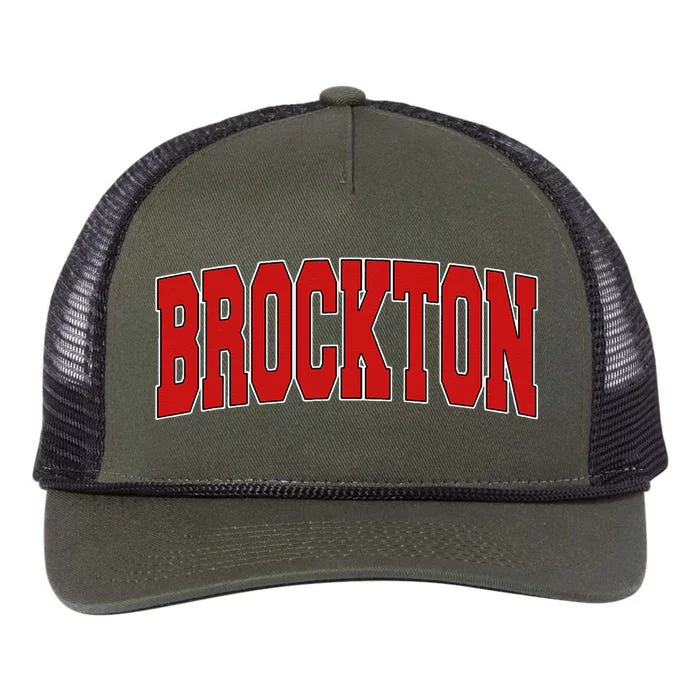 Brockton Ma Massachusetts Varsity Style Usa Vintage Sports Retro Rope Trucker Hat Cap