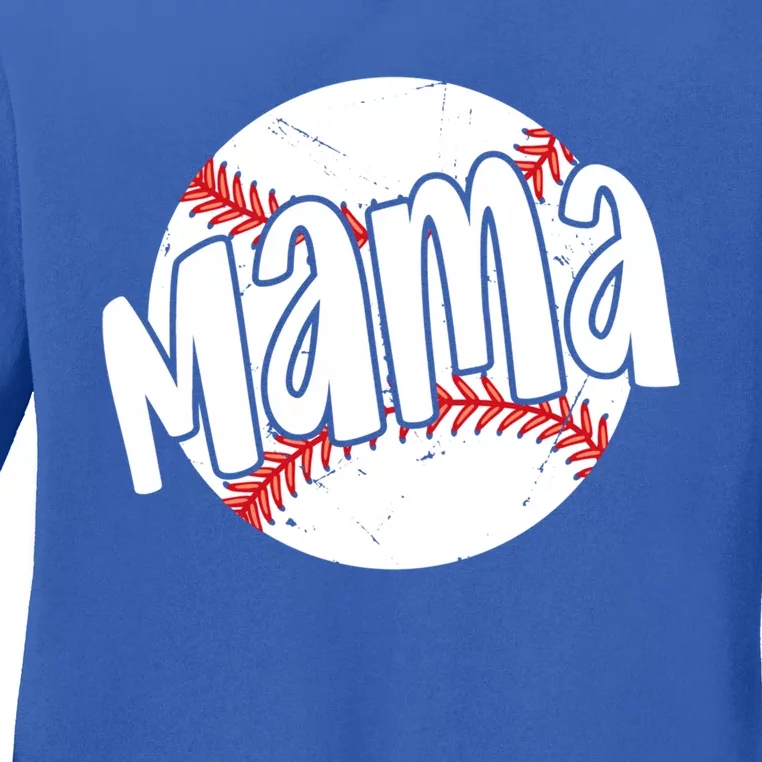 Baseball Mom Mama Letter Cute Gift Ladies Long Sleeve Shirt