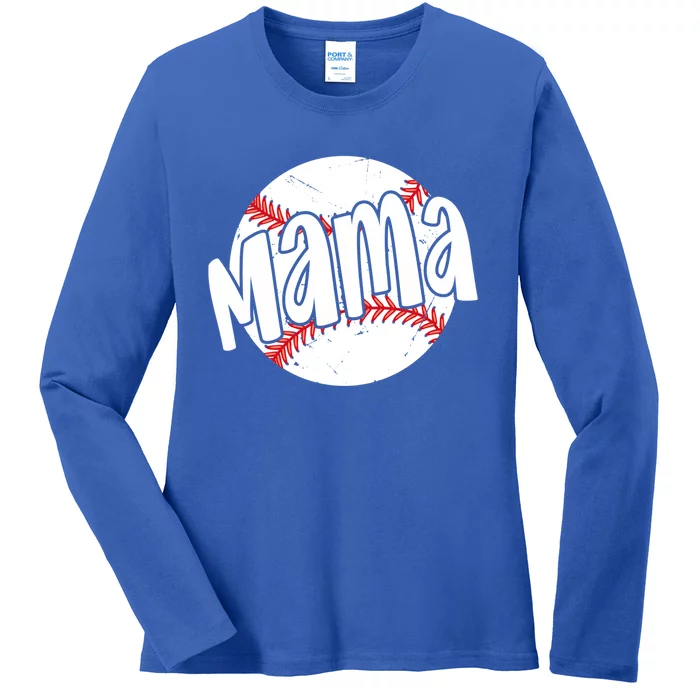 Baseball Mom Mama Letter Cute Gift Ladies Long Sleeve Shirt