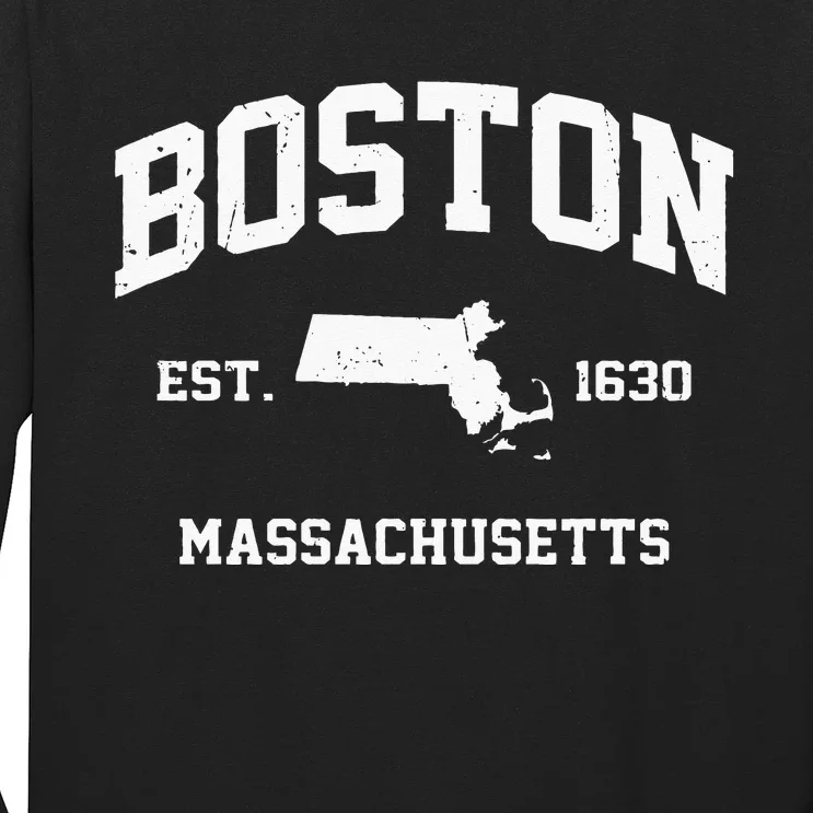 Boston Massachusetts MA Vintage State Athletic Style Long Sleeve Shirt