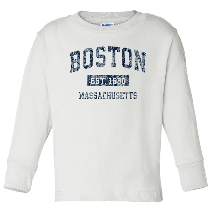 Boston Massachusetts Ma Vintage Sports Design Toddler Long Sleeve Shirt