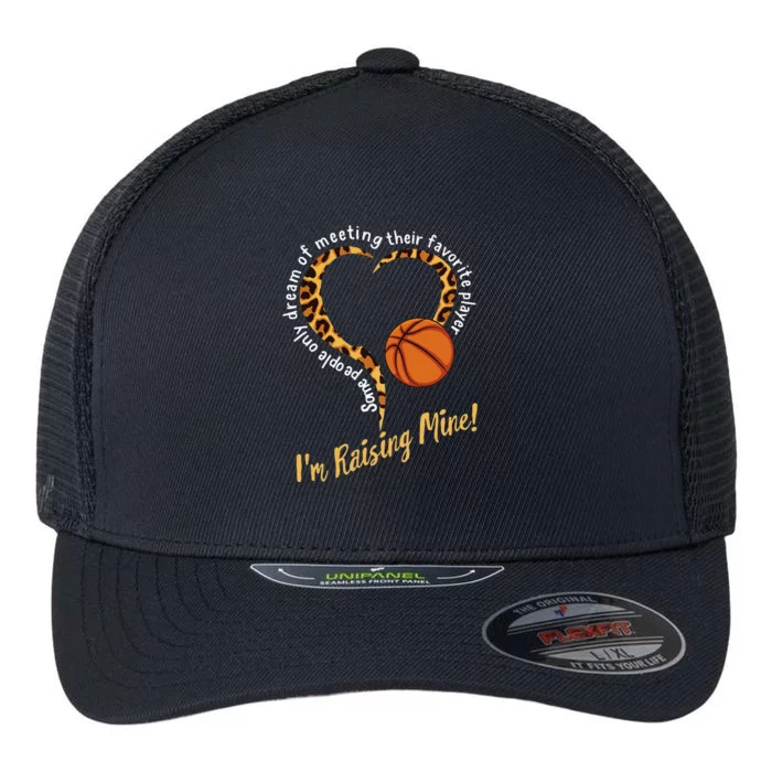 Basketball Mom Mothers Day Raising Favorite Player Leopard Flexfit Unipanel Trucker Cap