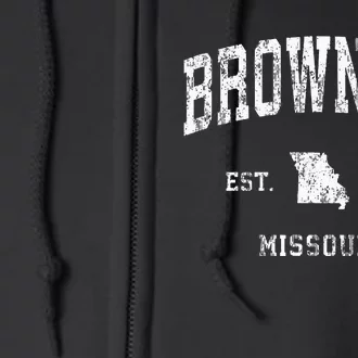 Browning Missouri MO Vintage Athletic Sports Full Zip Hoodie