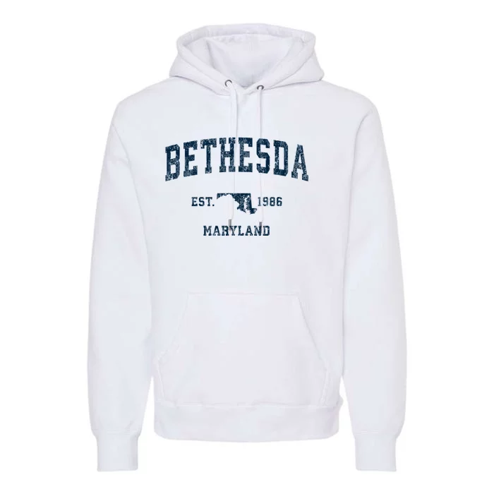 Bethesda Maryland Md Vintage Sports Premium Hoodie