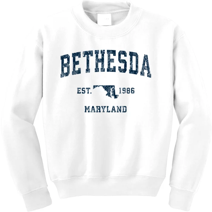 Bethesda Maryland Md Vintage Sports Kids Sweatshirt