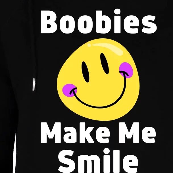 Boobies Make Me Smile Mardi Gras Funny Womens Funnel Neck Pullover Hood