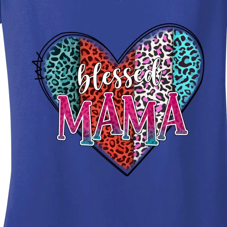 Blessed Mama Modern Hippie Style Mothers Day Gift Women's V-Neck T-Shirt