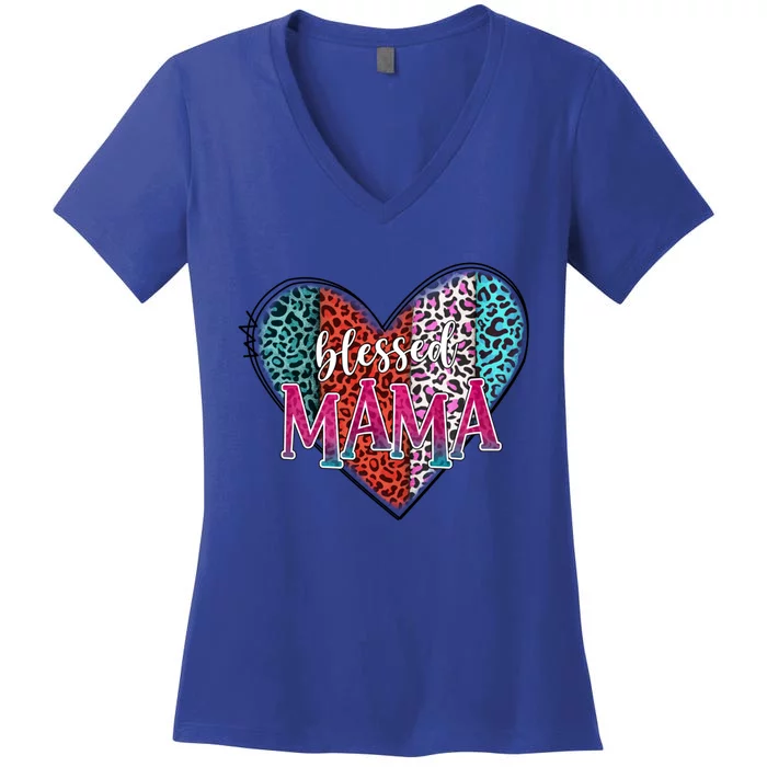 Blessed Mama Modern Hippie Style Mothers Day Gift Women's V-Neck T-Shirt