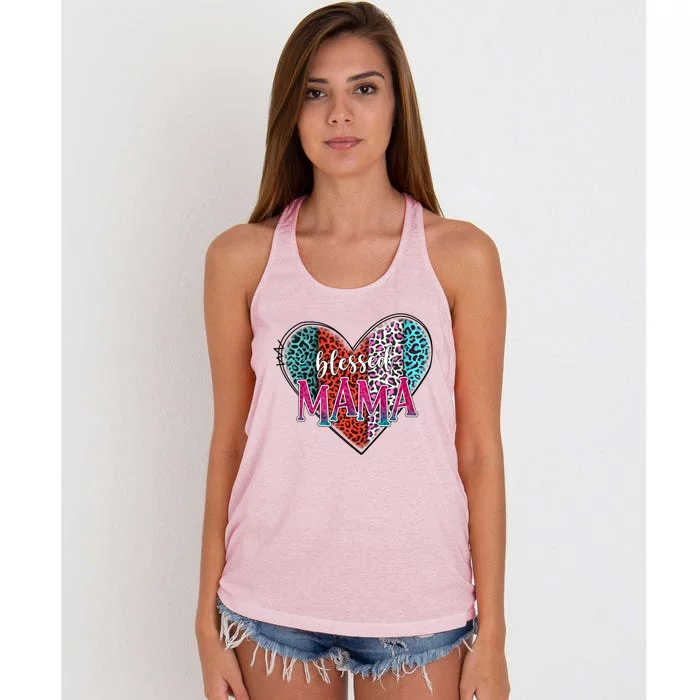 Blessed Mama Modern Hippie Style Mothers Day Gift Women's Knotted Racerback Tank