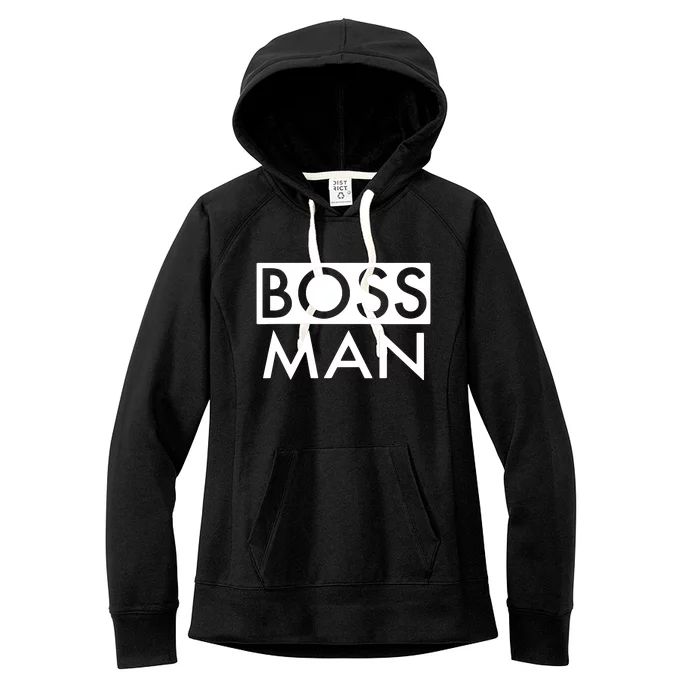 Boss Man Matching Family Couple Portrait Husband Dad Women's Fleece Hoodie