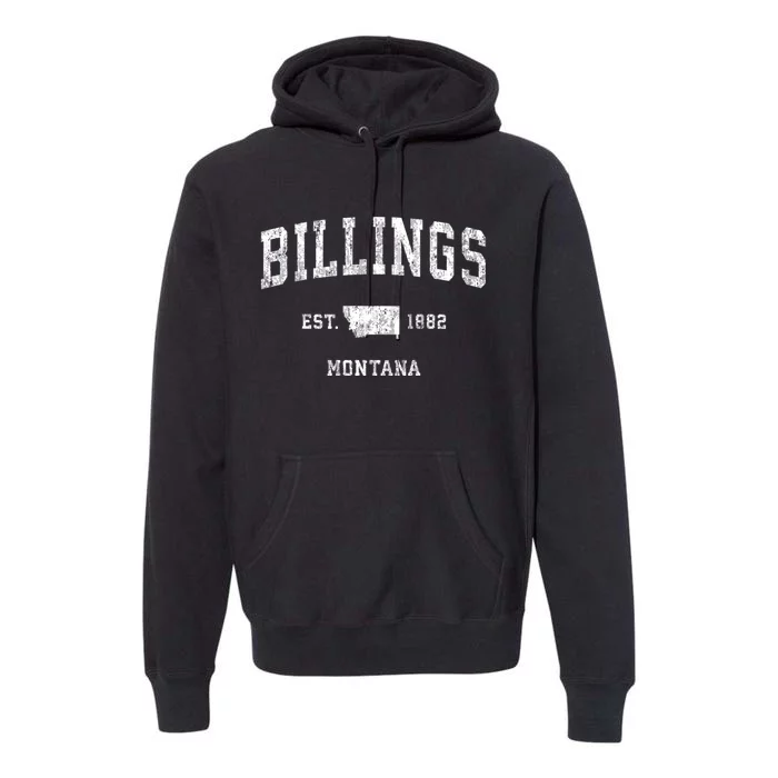 Billings Montana Mt Vintage Athletic Sports Premium Hoodie