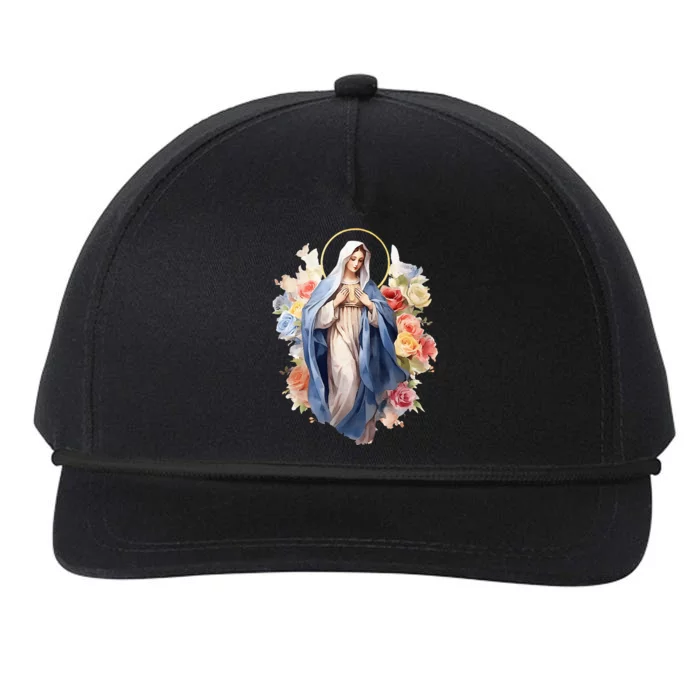 Blessed Mother Mary Mother Of Jesus Roses Our Lady Catholic Snapback Five-Panel Rope Hat