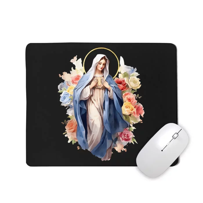 Blessed Mother Mary Mother Of Jesus Roses Our Lady Catholic Mousepad