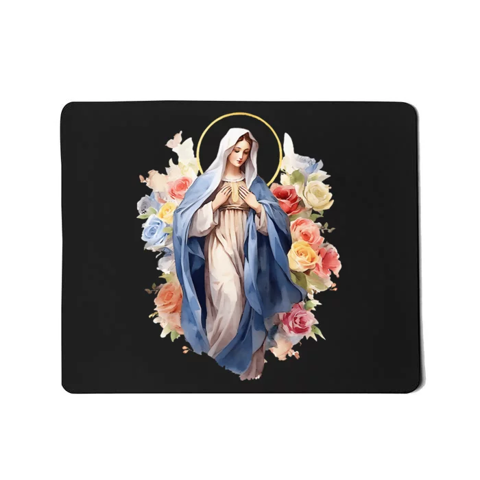 Blessed Mother Mary Mother Of Jesus Roses Our Lady Catholic Mousepad