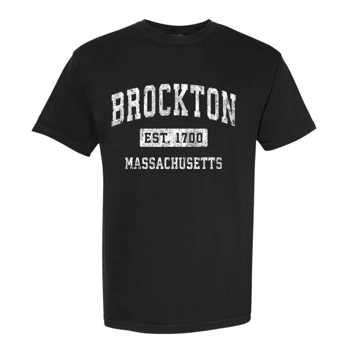 Brockton Massachusetts Ma Vintage Established Sports Garment-Dyed Heavyweight T-Shirt