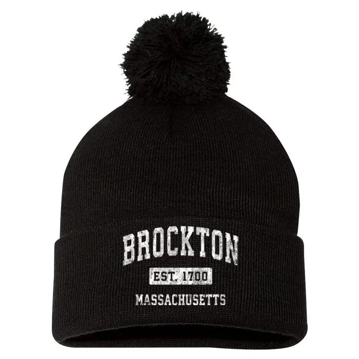 Brockton Massachusetts Ma Vintage Established Sports Pom Pom 12in Knit Beanie