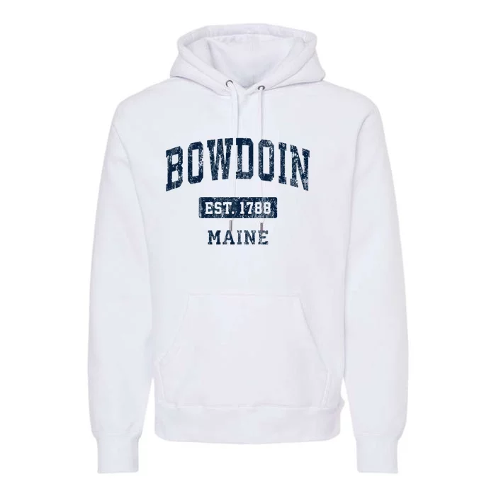 Bowdoin Maine Me Vintage Sports Established Premium Hoodie