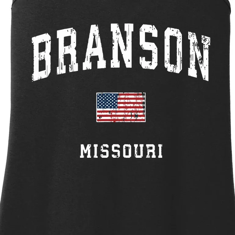 Branson Missouri Mo Vintage American Flag Sports Design Ladies Essential Tank