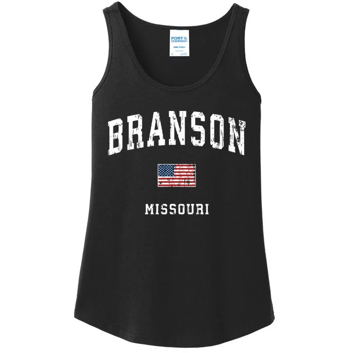 Branson Missouri Mo Vintage American Flag Sports Design Ladies Essential Tank