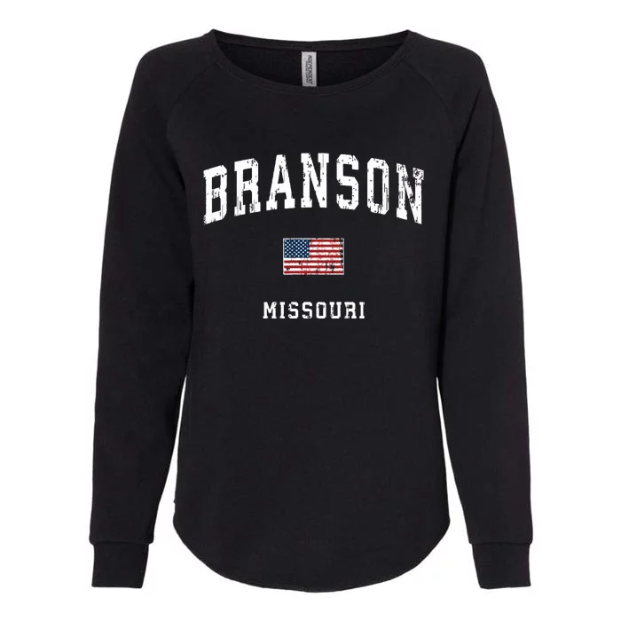 Branson Missouri Mo Vintage American Flag Sports Design Womens California Wash Sweatshirt