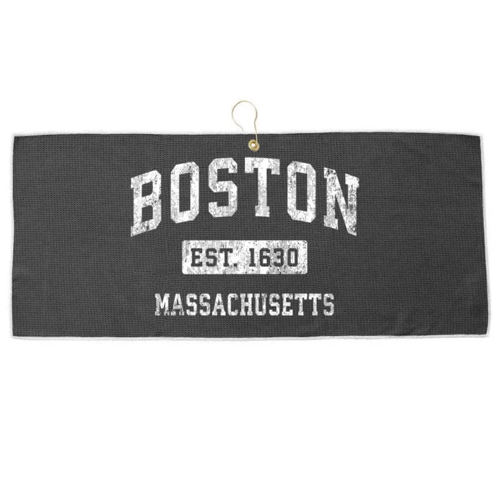 Boston Massachusetts MA Vintage Established Sports Design Large Microfiber Waffle Golf Towel