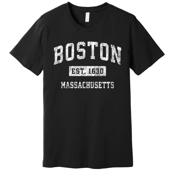 Boston Massachusetts MA Vintage Established Sports Design Premium T-Shirt