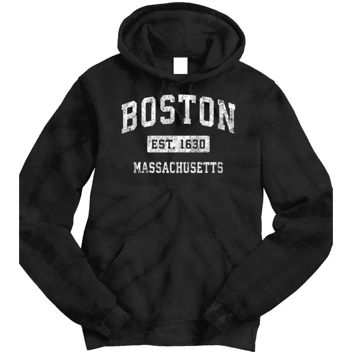 Boston Massachusetts MA Vintage Established Sports Design Tie Dye Hoodie