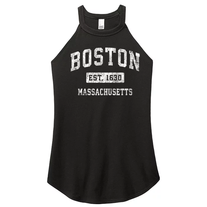 Boston Massachusetts MA Vintage Established Sports Design Women’s Perfect Tri Rocker Tank