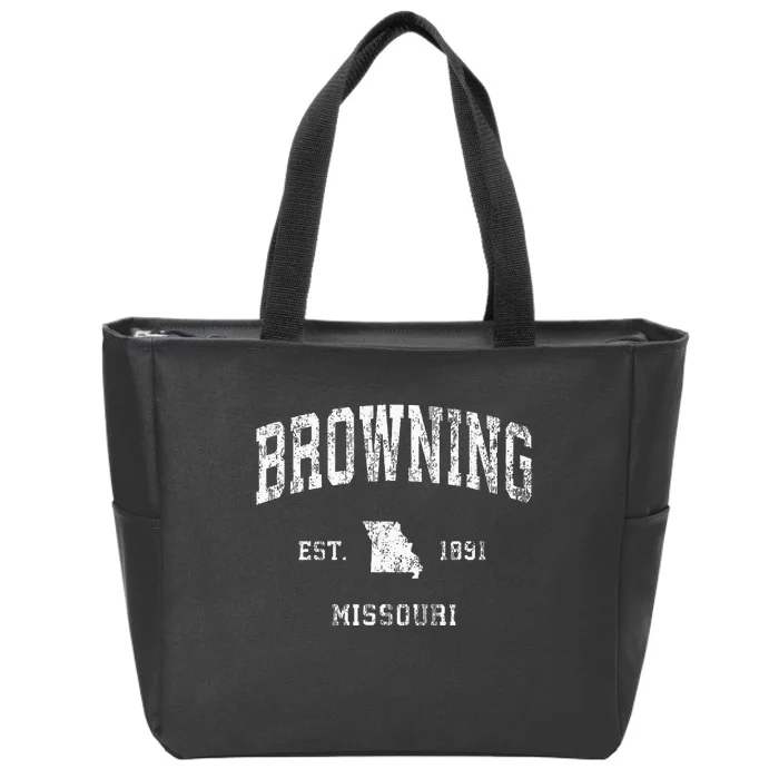 Browning Missouri MO Vintage Athletic Sports Zip Tote Bag