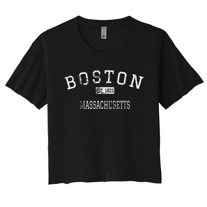 Boston Massachusetts Ma Vintage Women's Crop Top Tee