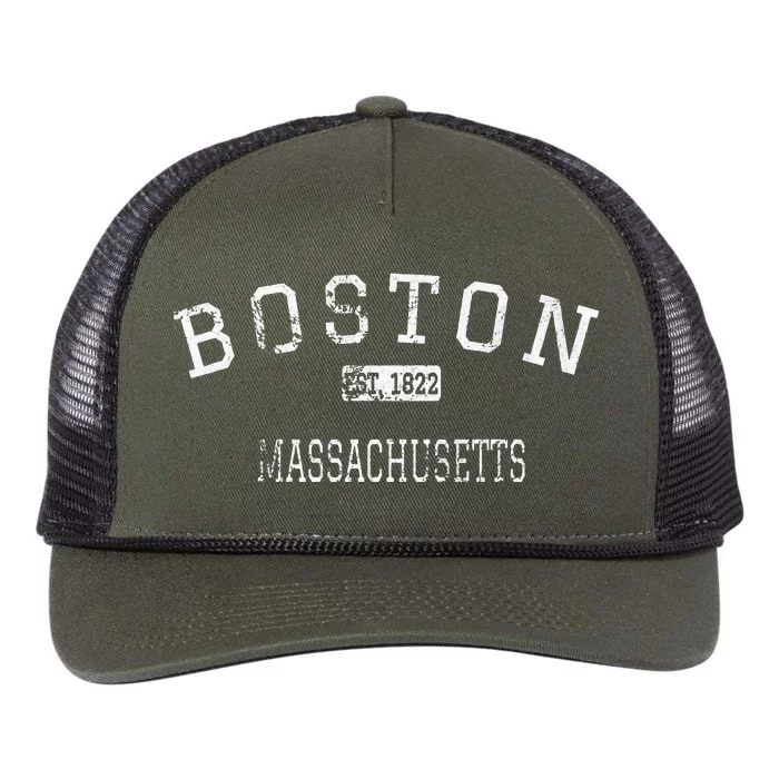 Boston Massachusetts Ma Vintage Retro Rope Trucker Hat Cap