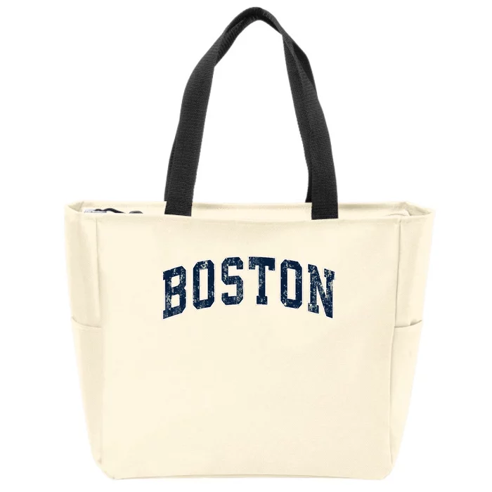 Boston Massachusetts Ma Vintage Athletic Sports Design Zip Tote Bag