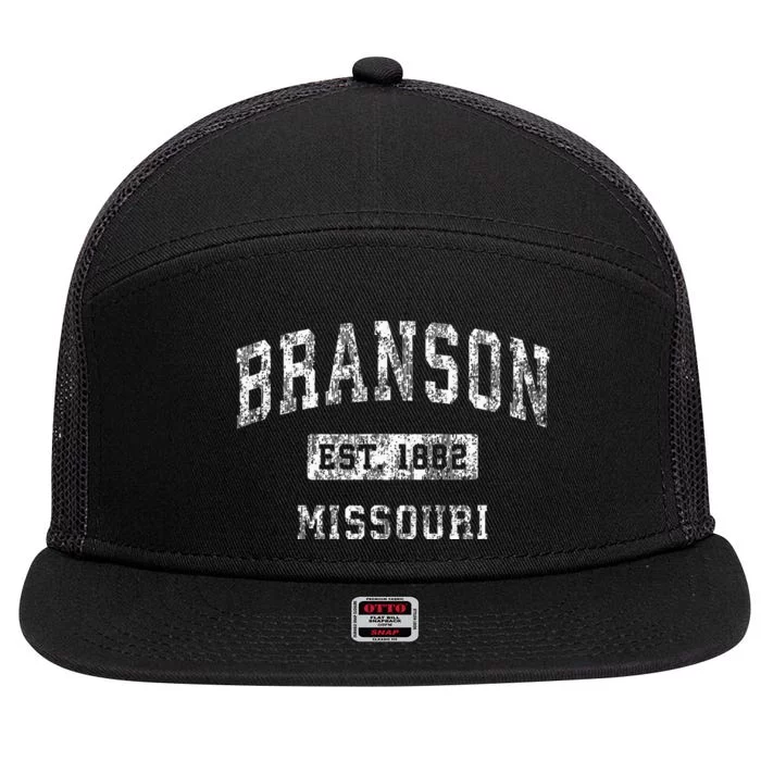 Branson Missouri Mo Vintage Established Sports Design 7 Panel Mesh Trucker Snapback Hat