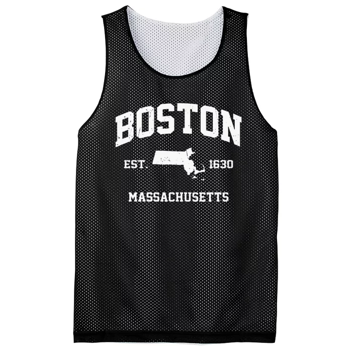 Boston Massachusetts MA Vintage State Athletic Style Mesh Reversible Basketball Jersey Tank