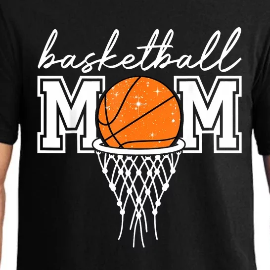 Basketball Mom Mother Leopard Basketball Hoop Net Game Day Pajama Set