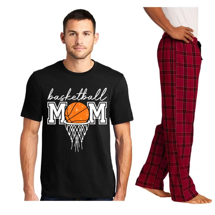 Basketball Mom Mother Leopard Basketball Hoop Net Game Day Pajama Set