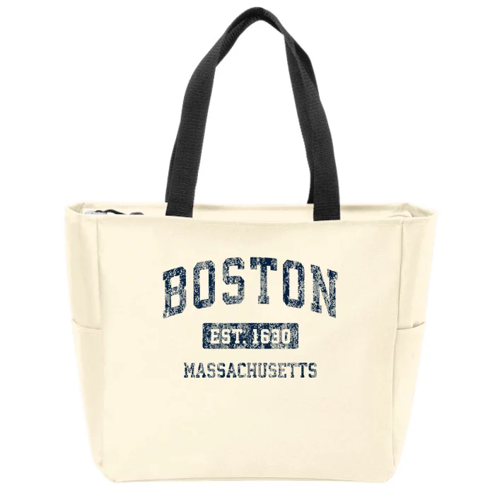 Boston Massachusetts Ma Vintage Sports Design Zip Tote Bag