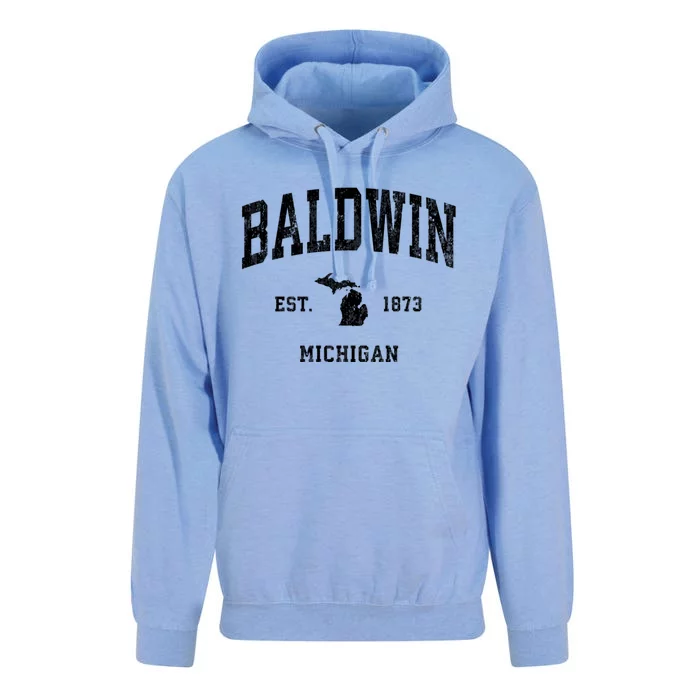 Baldwin Michigan Mi Vintage Athletic Sports Unisex Surf Hoodie