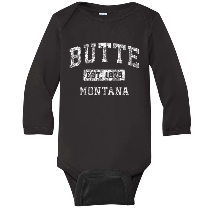 Butte Montana Mt Vintage Established Sports Baby Long Sleeve Bodysuit