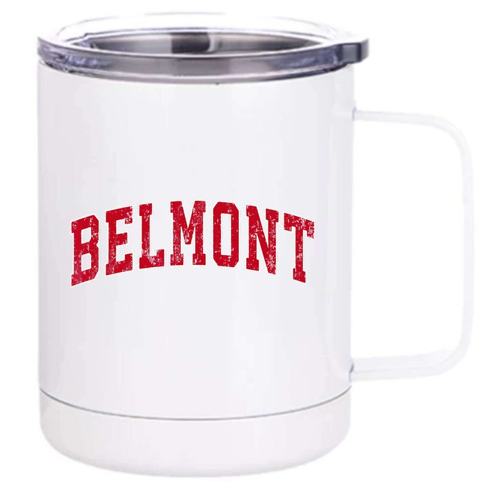 Belmont Massachusetts MA Vintage Sports Design Red Design Front & Back 12oz Stainless Steel Tumbler Cup