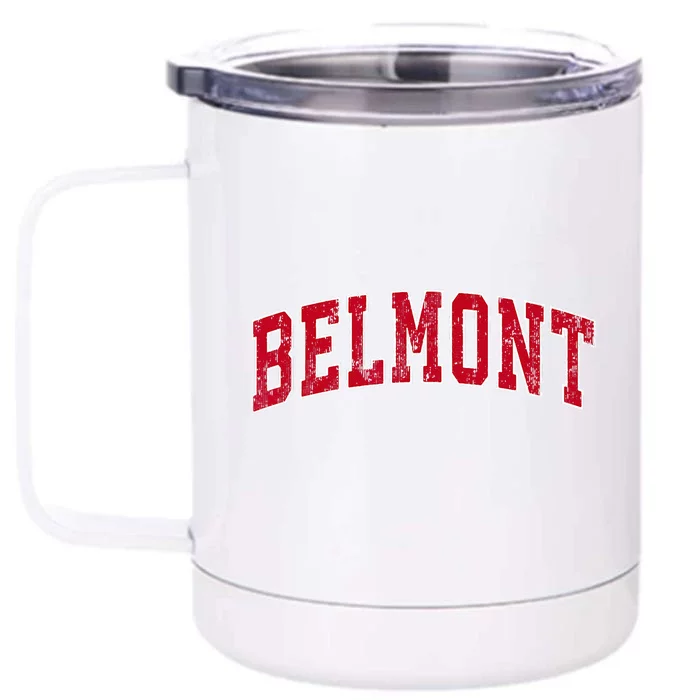 Belmont Massachusetts MA Vintage Sports Design Red Design Front & Back 12oz Stainless Steel Tumbler Cup