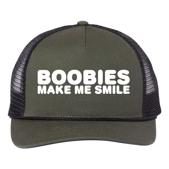 Boobies Make Me Smile Funny Adult Humor Retro Rope Trucker Hat Cap