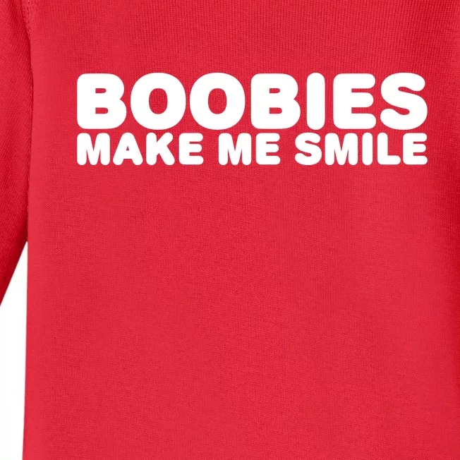 Boobies Make Me Smile Funny Adult Humor Baby Long Sleeve Bodysuit